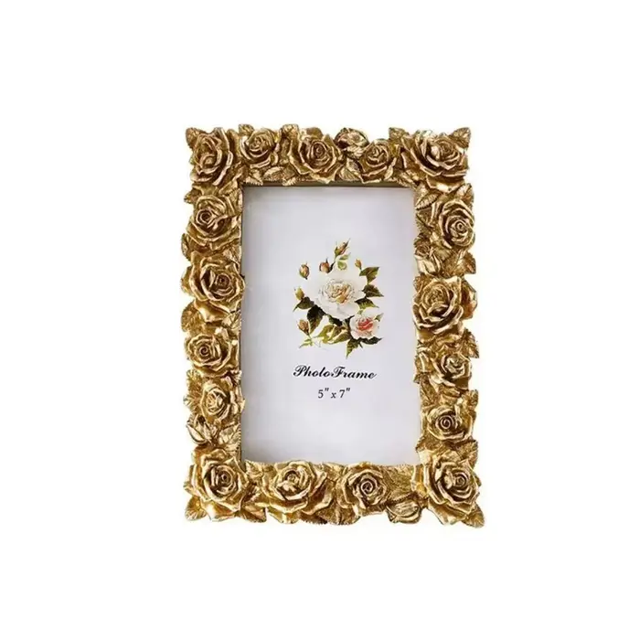 Cadre photo de style européen à bordure rose, cadre photo rétro doré, cadeau romantique, décoration 