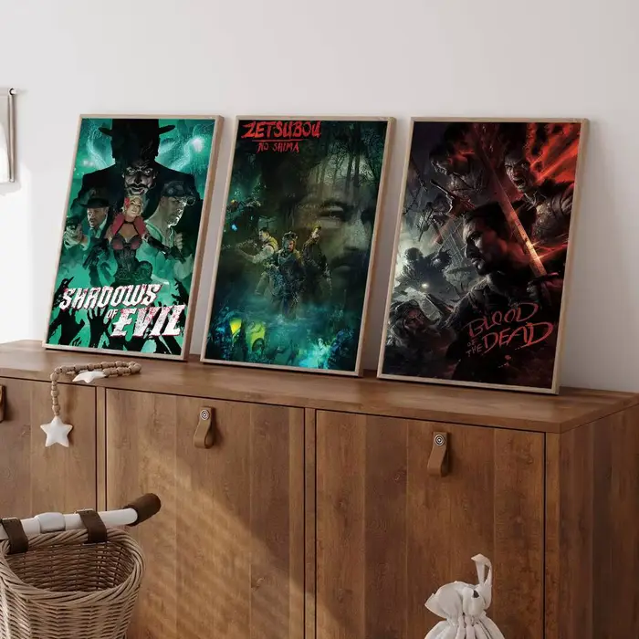 1PC Affiches Adhésives Rétro Cod Zombies Movie en Papier Kraft