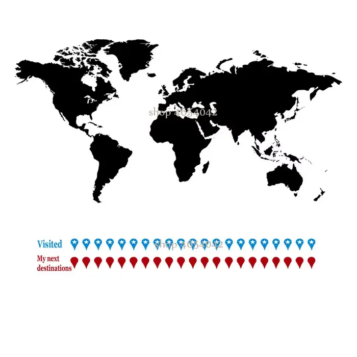 Grande carte du monde autocollant mural