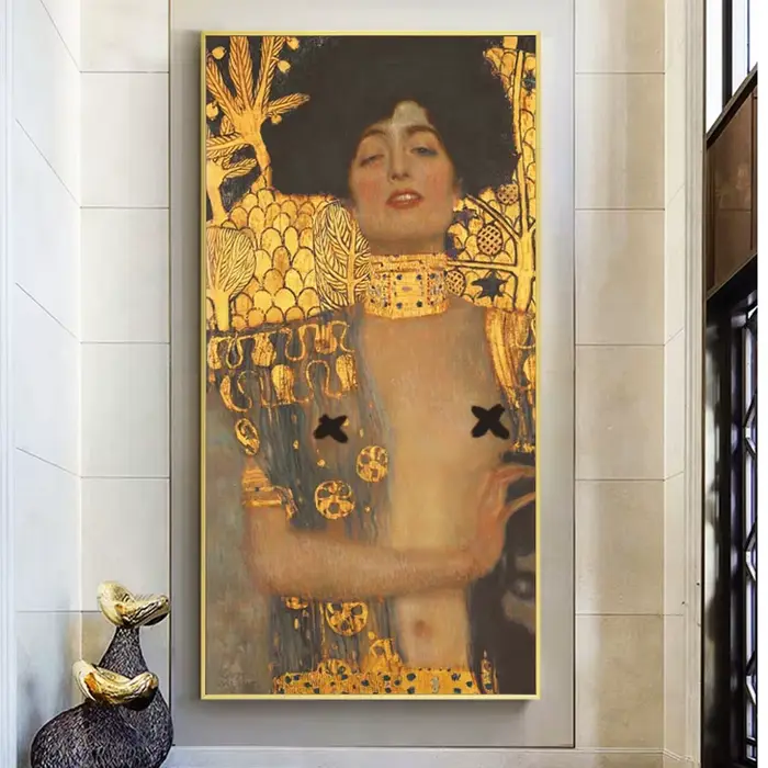 GustAbility Klimt-Peinture à l'huile dorée sur toile, impressions d'art mural rétro classique, décor