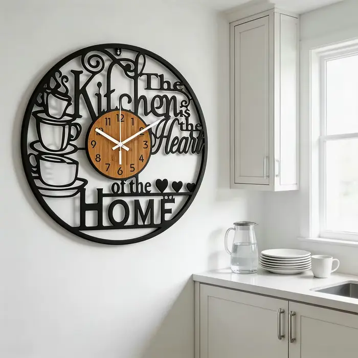 Horloge murale moderne en métal noir 40 cm