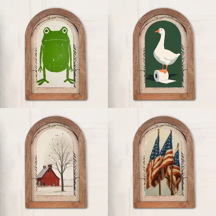Décoration murale vintage en bois cintrée