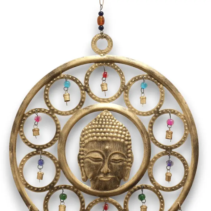Indian Chimes - Lrg Buddha  Face 15 Bell Chimes - 36cm