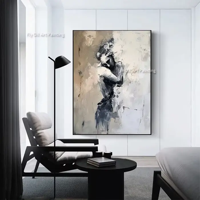 Peinture à l'huile abstraite faite à la main pour la décoration de chambre à coucher