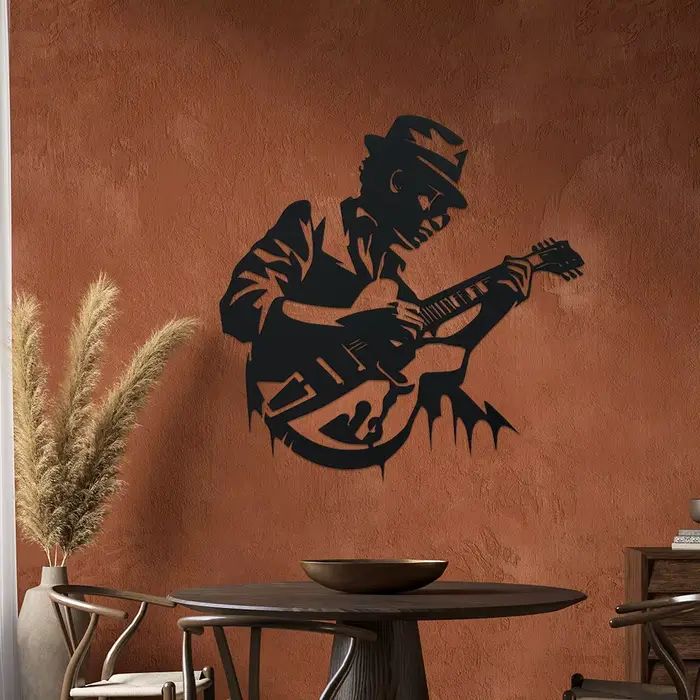Décoration murale en métal pour guitariste