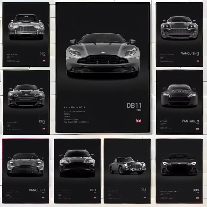 Affiche murale de voiture de sport de luxe britannique A-Aston M-Martin