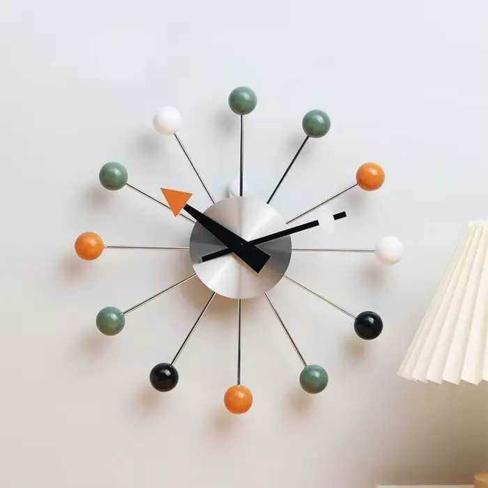 Horloge murale moderne silencieuse sans tic-tac 13 pouces couleur Pop horloges boule décoratives pour salon cuisine