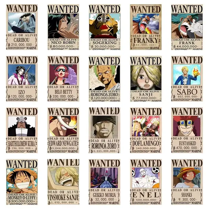 10/30/56 pièces petit Anime une pièce recherché affiches autocollants Cool dessin