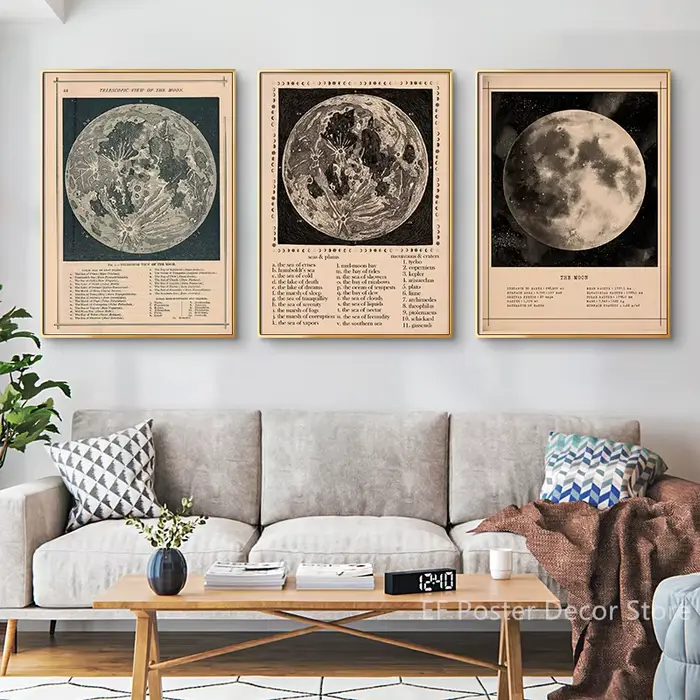 Affiches de carte de lune vintage
