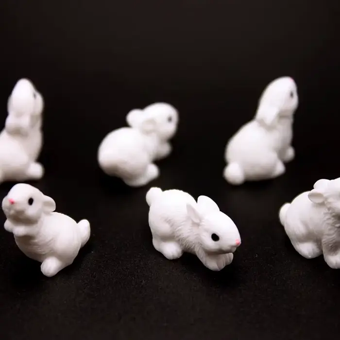 Mini Figurines de lapin en résine, 5/10 pièces, Micro ornement de paysage de jardin féerique Miniatu