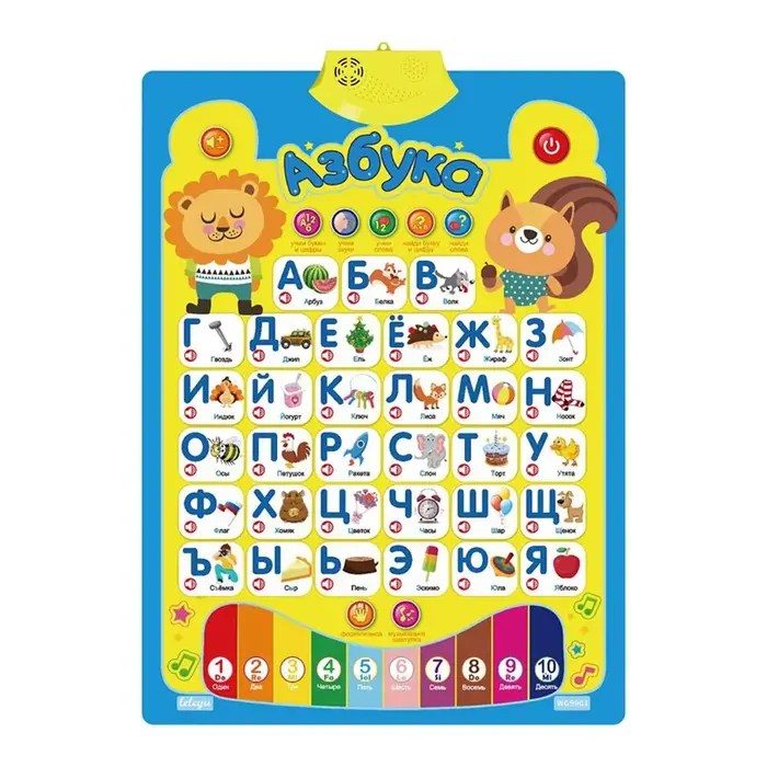 Tableau mural de l'alphabet interactif électronique russe, affiche d'apprentissage de la musique ABC