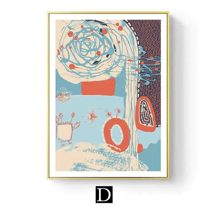 Peinture sur toile abstraite rouge et bleue, affiche d'art mural vintage nordique, image imprimée po