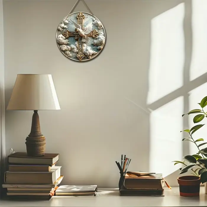 Panneau décoratif mural avec croix chrétienne contemporaine