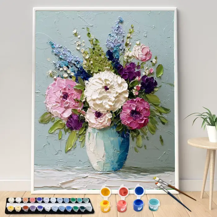 Peinture par numéros 40x50cm, kits de peinture à l'huile 3D, bouquet, peinture par numéros pour déco