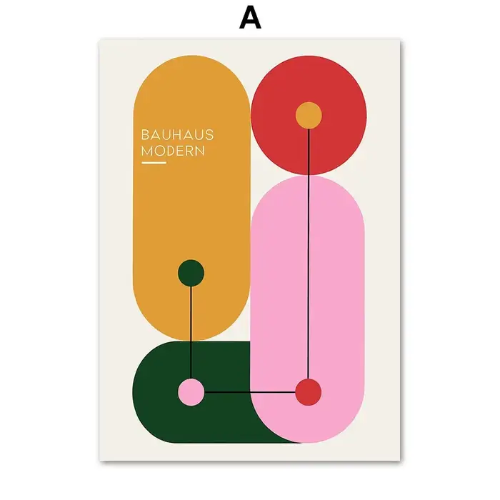Affiche et imprimés d'exposition géométrique abstraite Unique Bauhaus moderne, peinture sur toile d'
