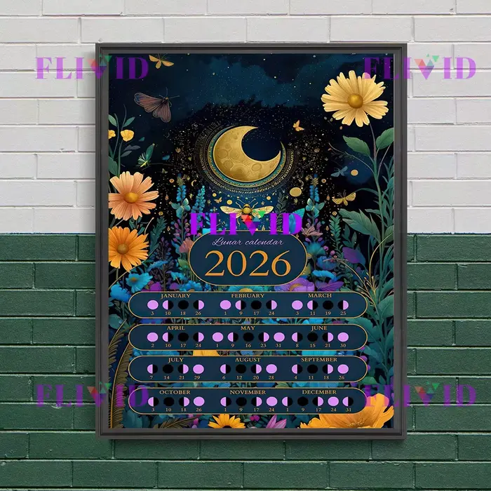 Calendrier de Phase de lune 2026 Art mural