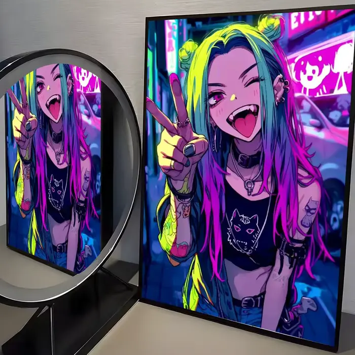 Affiche Cyberpunk Cool Girl, affiche murale sur toile esthétique moderne, décoration de chambre cool