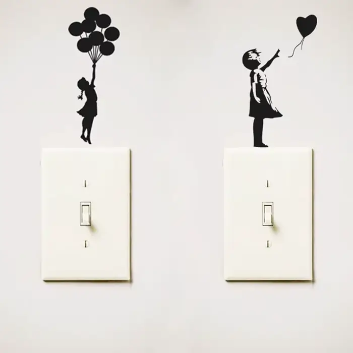 Banksy a toujours espoir mode chambre décor décalcomanie vinyle interrupteur autocollant, ballon vol