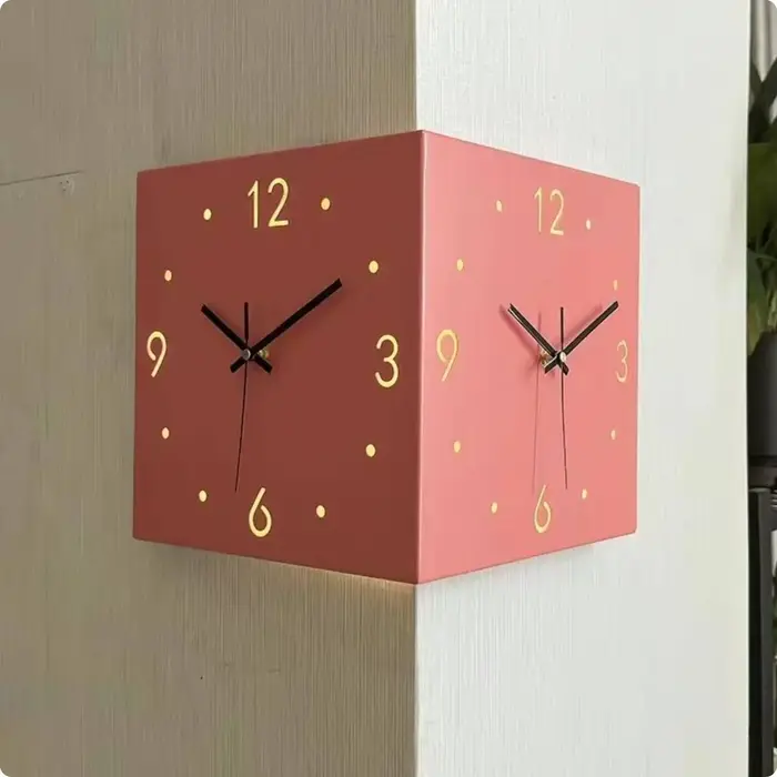 Horloge murale d'angle Double face, numérique, grand Angle, ornement d'intérieur pour la maison, Pat