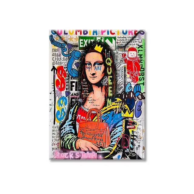 Pop Art Posters for Home Decor, Alec Monopoly, Mona Lisa, Prince, Princess Abstract Graffiti Canvas 