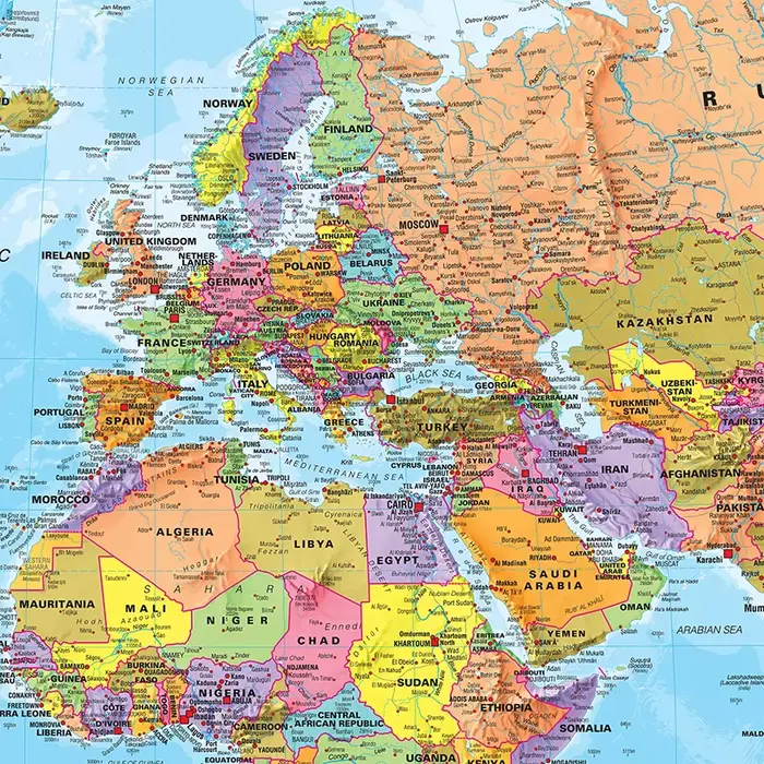 Carte du monde A2 59x42cm avec drapeaux