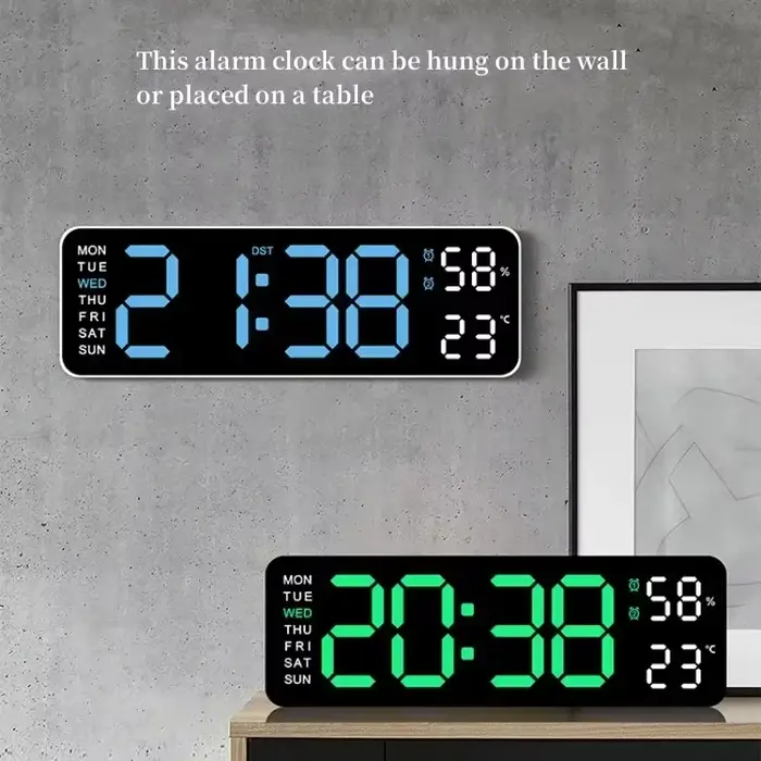Grande horloge murale numérique de 9 pouces