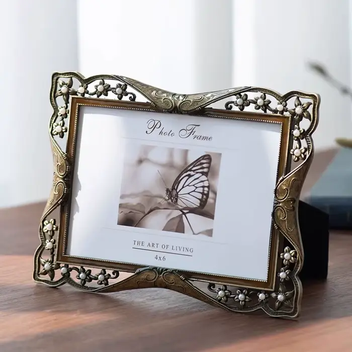 Cadre photo en métal avec perle de diamant
