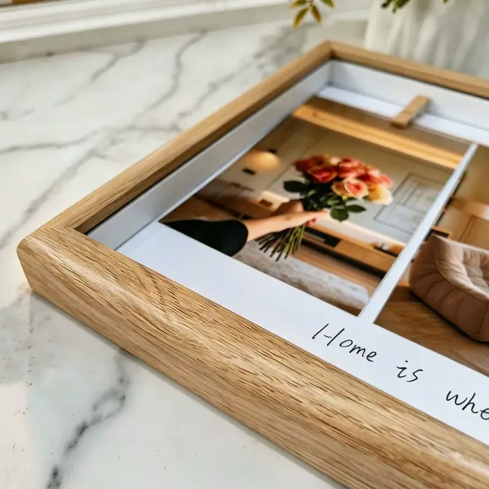 Cadre photo en bois avec 3 pinces