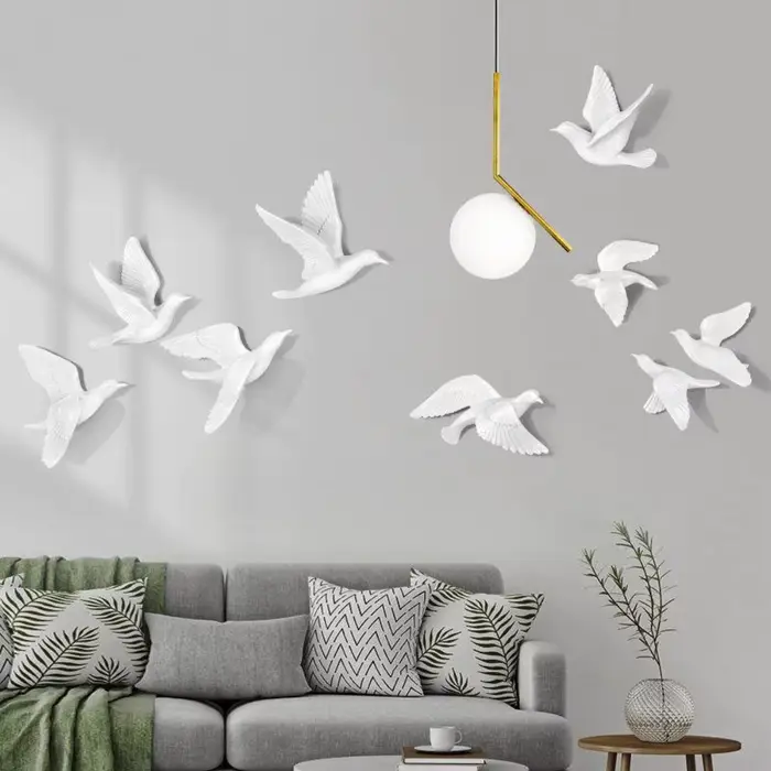 Décoration murale en forme d'oiseau tridimensionnel de style européen