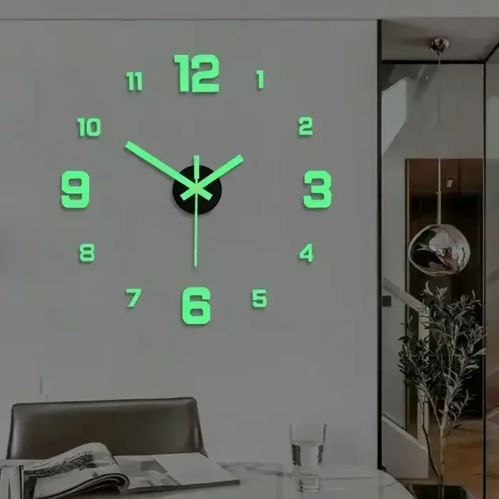 Horloge murale lumineuse 3D sans cadre en acrylique