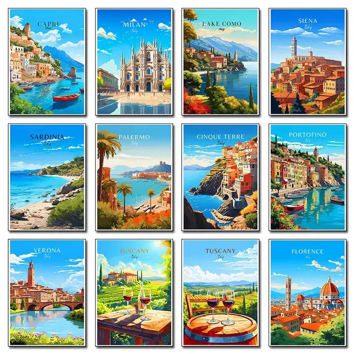 Affiche de voyage en ville d'italie