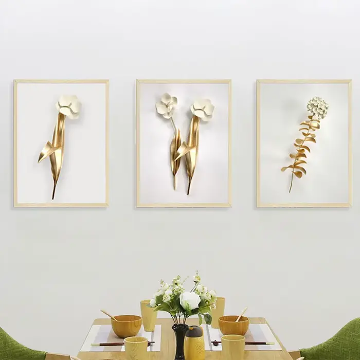 Faux cadre 3D or blanc fleur autocollant Mural salon canapé fond décoration papier peint pour chambr