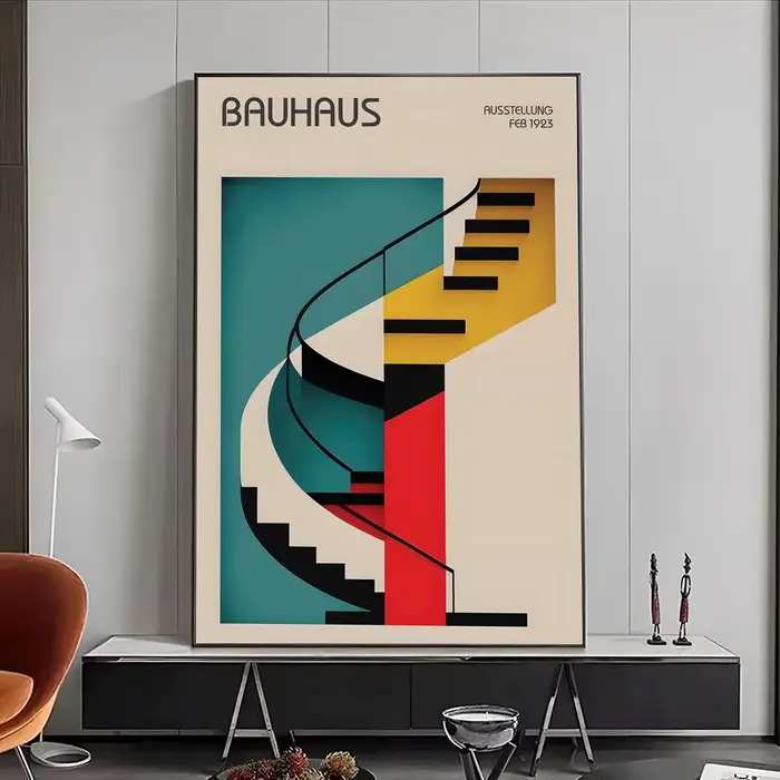 Affiche Bauhaus abstraite orange sans cadre, affiches haute définition, art mural pour le salon et l