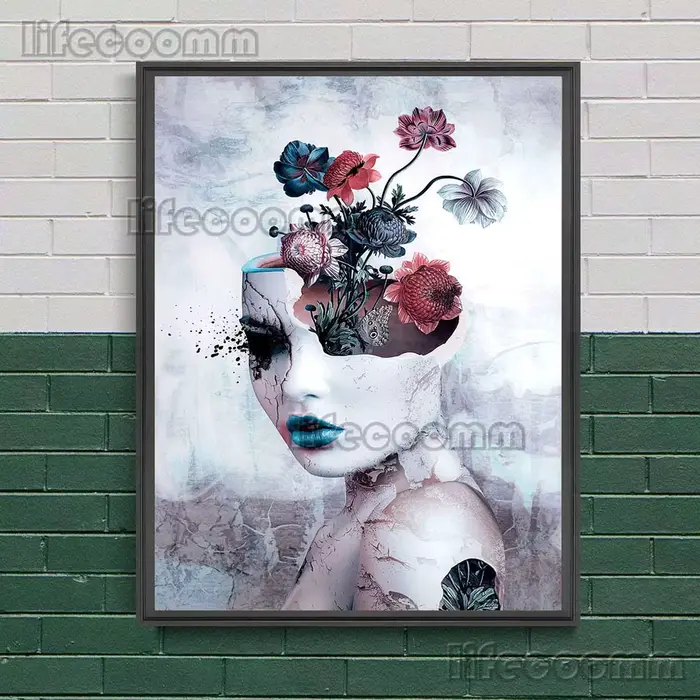 Toile d'art mural moderne abstrait, Portraits de fleurs brisées, affiche et impression d'art de la b