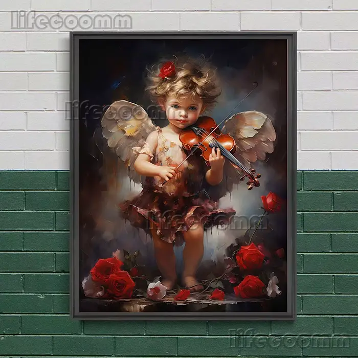 Art mural d'ange romantique imprimé cupidon pour la saint-valentin, peinture sur toile, affiche d'ar