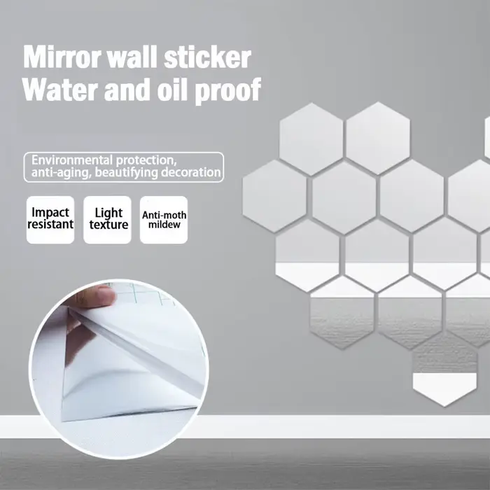 Autocollant mural pour miroir, 1 pièce, Film adhésif auto-adhésif pour décorations de salle de bains
