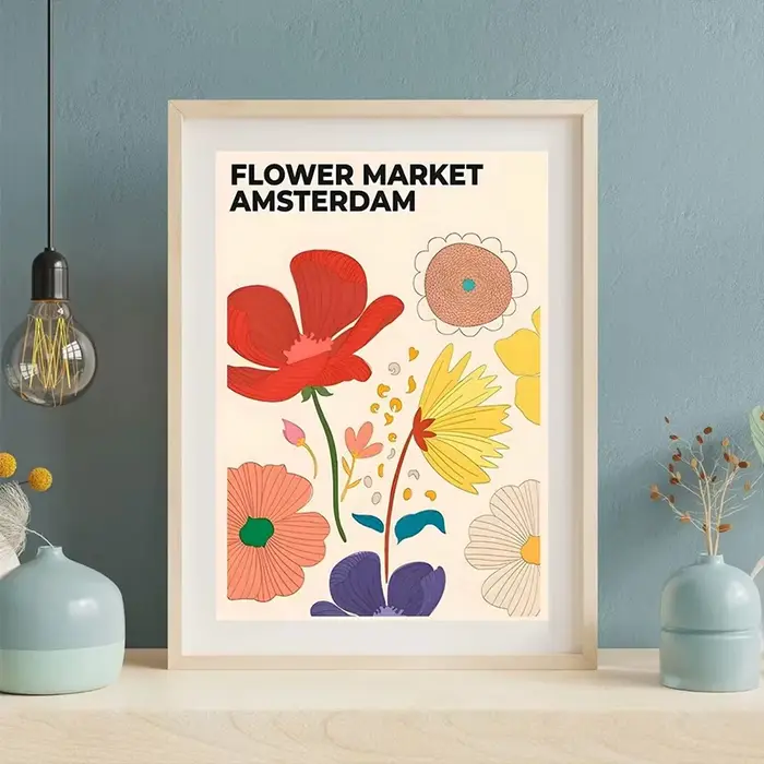 Affiche Murale Abstraite de Fleurs du Marché Floral de Paris et de New York