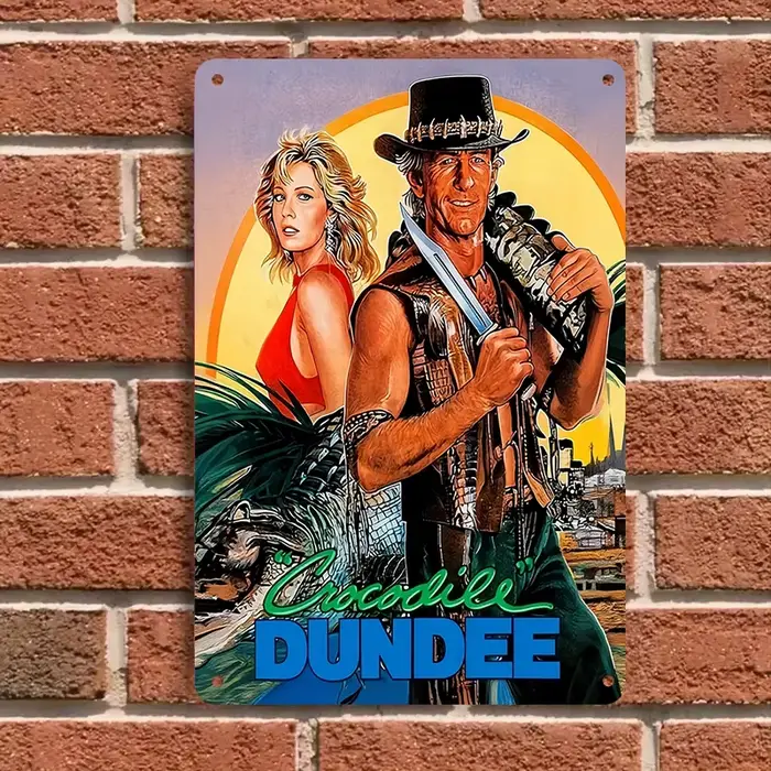 Affiche de film Crocodile Dundee classique plat 2D, 1 pièce, dessin en étain, rétro nostalgique, déc