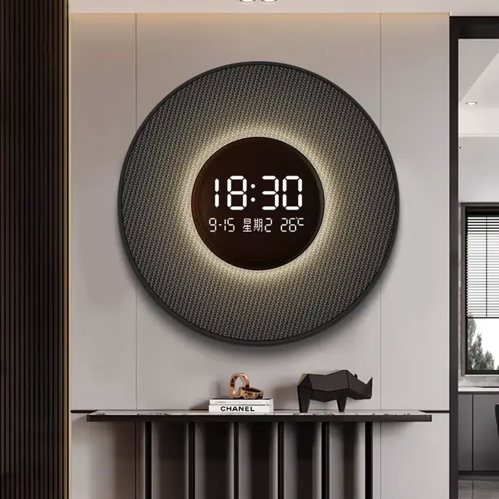Horloge Circulaire LED pour Décoration de Salon