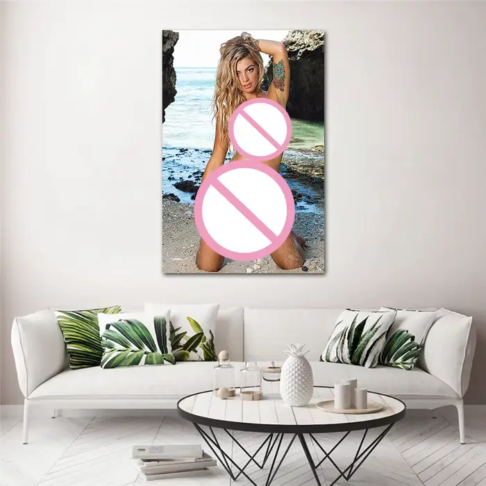 Tableau mural « Fille blonde sur la plage », impression sur toile, affiche décorative pour salon, dé