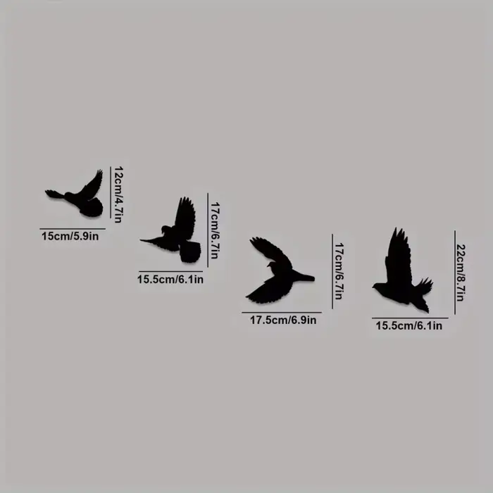 Ensemble de décoration murale en métal d'oiseaux noirs