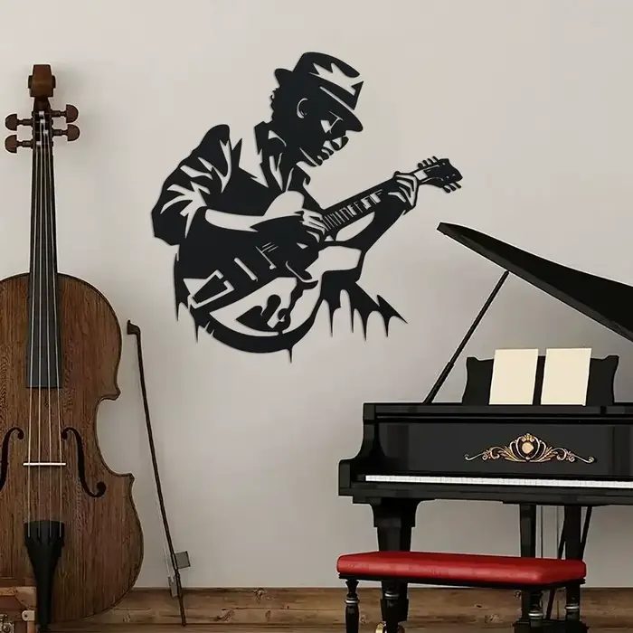 Décoration murale en métal pour guitariste