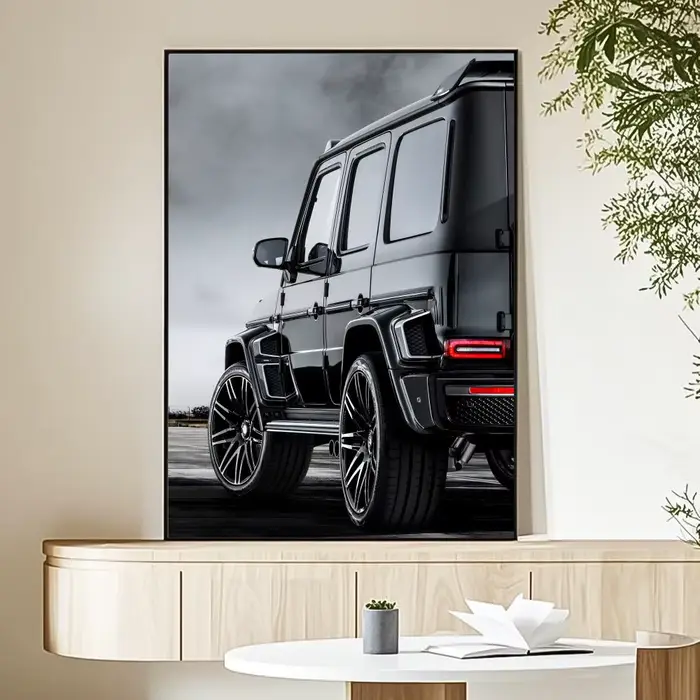 Affiche de véhicule de voiture de luxe noir et blanc, autocollant mural Simple sans cadre pour la ma