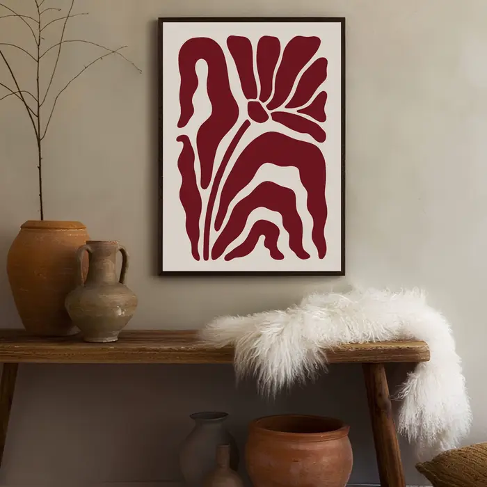 Affiche d'automne de galerie rouge bordeaux