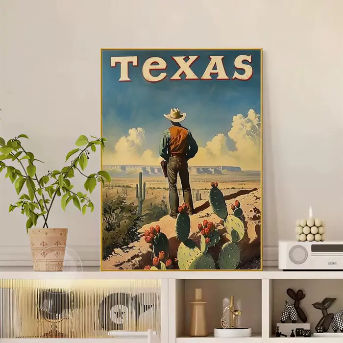 Affiche de mode rétro de cowboy occidental, polyvalente, HD, étanche, Art mural, décor auto-adhésif 