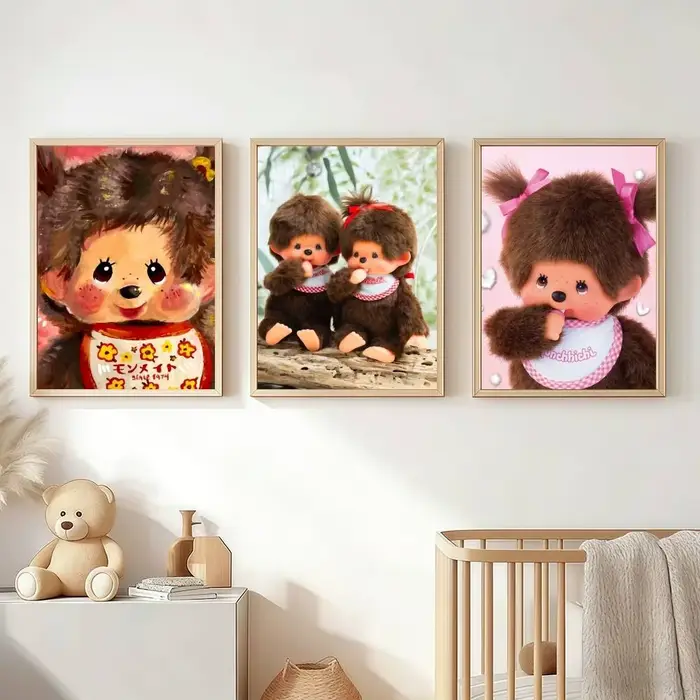 M-MonchhichiS-ES Affiches autocollantes mignonnes de dessins animés