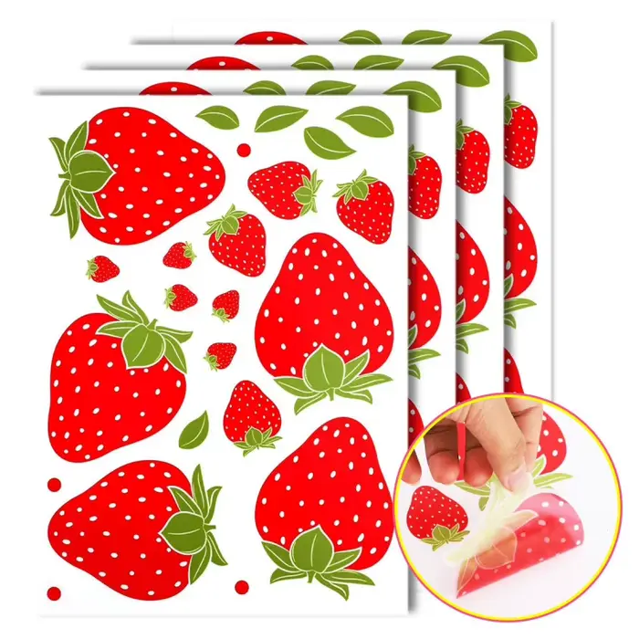 Les autocollants muraux transparents en forme de fraises sont amovibles et mignons