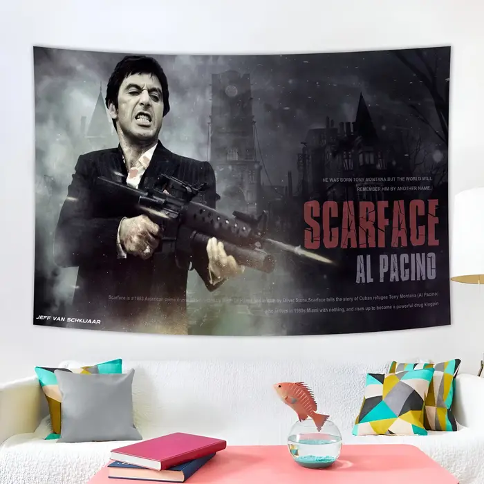Scarface: le monde est votre tapisserie d'affiche de film classique avec peinture sur toile de Tony