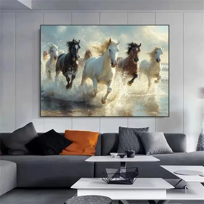 Affiche d'aquarelle de cheval sauvage élégant