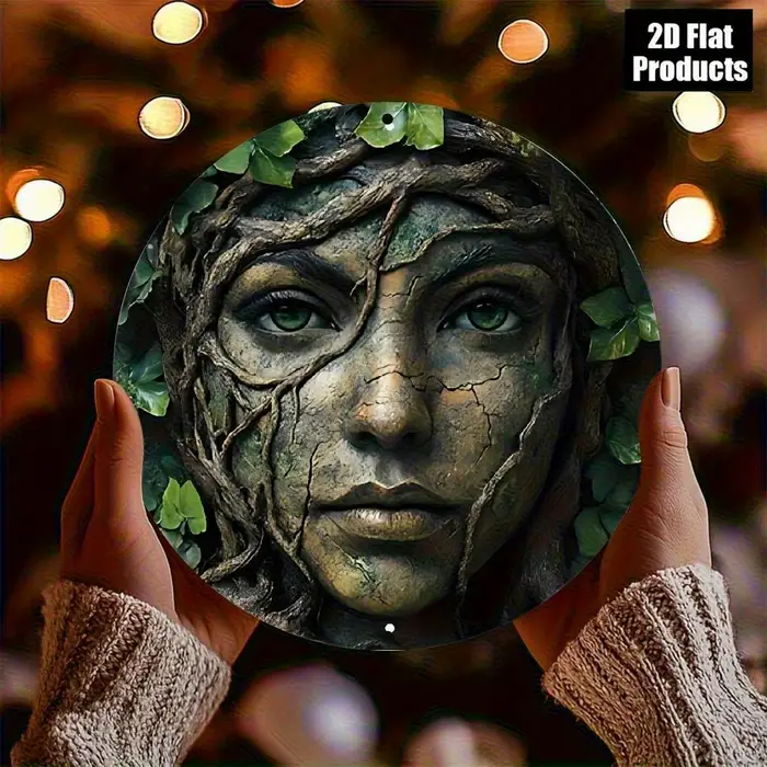 1 décoration murale vintage - Présentant un motif de visage féminin naturel et de feuilles